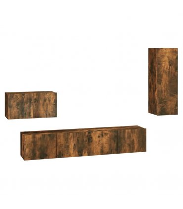 vidaXL 4 Piece TV Cabinet Set Smoked Oak Engineered Wood — V0671953830