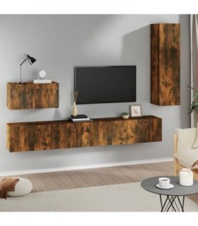 vidaXL 4 Piece TV Cabinet Set Smoked Oak Engineered Wood — V0671953839