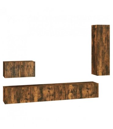 vidaXL 4 Piece TV Cabinet Set Smoked Oak Engineered Wood — V0671953839