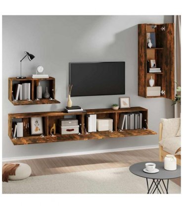 vidaXL 4 Piece TV Cabinet Set Smoked Oak Engineered Wood — V0671953839