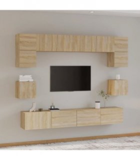 vidaXL 8 Piece TV Cabinet Set Sonoma Oak Engineered Wood — V0671953846