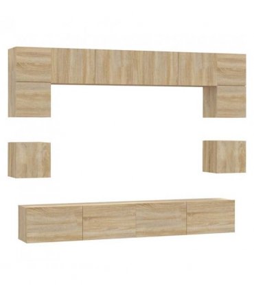 vidaXL 8 Piece TV Cabinet Set Sonoma Oak Engineered Wood — V0671953846