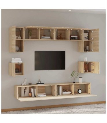 vidaXL 8 Piece TV Cabinet Set Sonoma Oak Engineered Wood — V0671953846