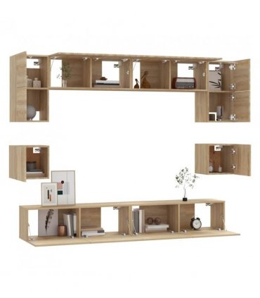 vidaXL 8 Piece TV Cabinet Set Sonoma Oak Engineered Wood — V0671953846
