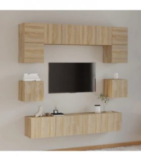 vidaXL 8 Piece TV Cabinet Set Sonoma Oak Engineered Wood — V0671953851