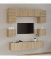 vidaXL 8 Piece TV Cabinet Set Sonoma Oak Engineered Wood — V0671953851