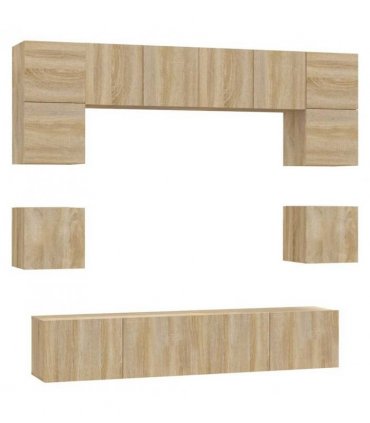 vidaXL 8 Piece TV Cabinet Set Sonoma Oak Engineered Wood — V0671953851