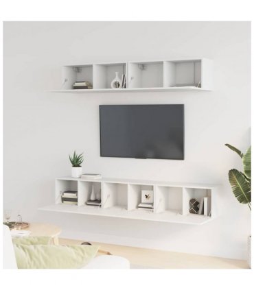 vidaXL 5 Piece TV Cabinet Set White Engineered Wood — V0671953853