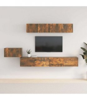 vidaXL 5 Piece TV Cabinet Set Smoked Oak Engineered Wood