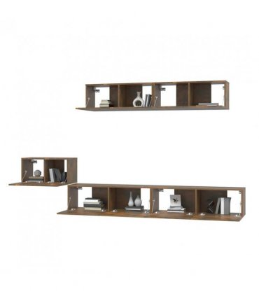 vidaXL 5 Piece TV Cabinet Set Smoked Oak Engineered Wood
