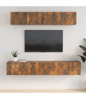 vidaXL 5 Piece TV Cabinet Set Smoked Oak Engineered Wood — V0671953860