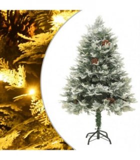vidaXL Pre-lit Christmas Tree with Pine Cones Green 150 cm PVC&PE — Size: 150 x 90 cm