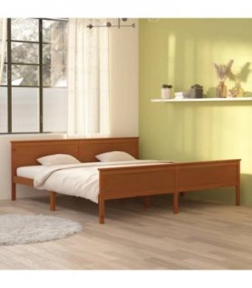 vidaXL Bed Frame | Honey Brown | Solid Pine Wood, Plywood | Double | Durable — Size: 200 x 200 cm