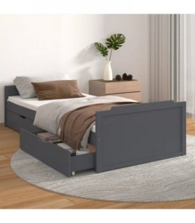 vidaXL Bed Frame | Dark Grey | Solid Pine Wood | Single | Bed Frame