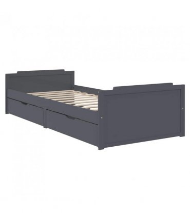 vidaXL Bed Frame | Dark Grey | Solid Pine Wood | Single | Bed Frame