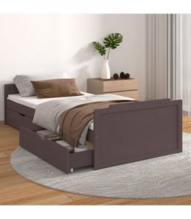 vidaXL Bed Frame without Mattress Dark Brown Solid Wood Pine 90x200 cm