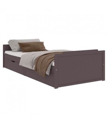 vidaXL Bed Frame without Mattress Dark Brown Solid Wood Pine 90x200 cm