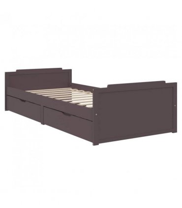 vidaXL Bed Frame without Mattress Dark Brown Solid Wood Pine 90x200 cm