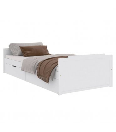 vidaXL Bed Frame | White | Solid pine wood | Single | Minimalist