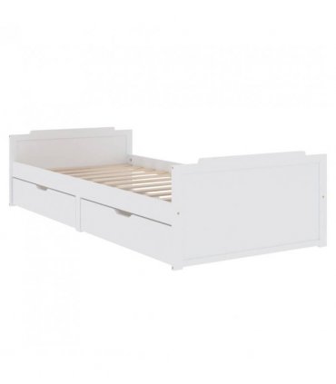 vidaXL Bed Frame | White | Solid pine wood | Single | Minimalist