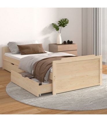 vidaXL Bed Frame | Natural Pine | Solid Pine Wood | Single | Bed Frame — Colour: brown