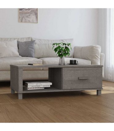 vidaXL Coffee Table HAMAR Light Grey 100x55x35 cm Solid Wood Pine