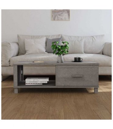 vidaXL Coffee Table HAMAR Light Grey 100x55x35 cm Solid Wood Pine