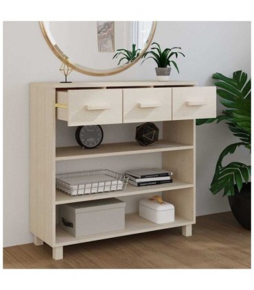 vidaXL Console Table HAMAR Honey Brown 90x35x90 cm Solid Wood Pine