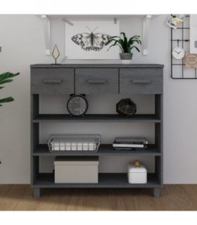 vidaXL Console Table HAMAR Dark Grey 90x35x90 cm Solid Wood Pine
