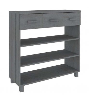 vidaXL Console Table HAMAR Dark Grey 90x35x90 cm Solid Wood Pine