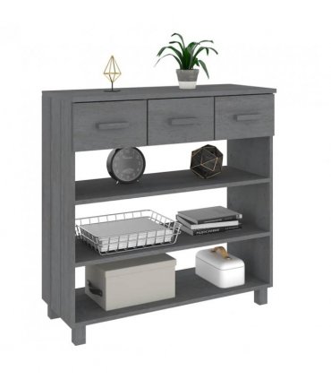 vidaXL Console Table HAMAR Dark Grey 90x35x90 cm Solid Wood Pine