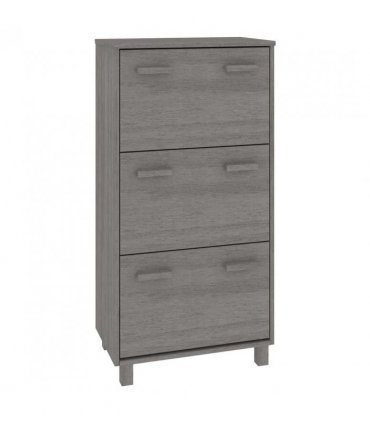 vidaXL Shoe Cabinet HAMAR Light Grey 59.5x35x117 cm Solid Wood Pine
