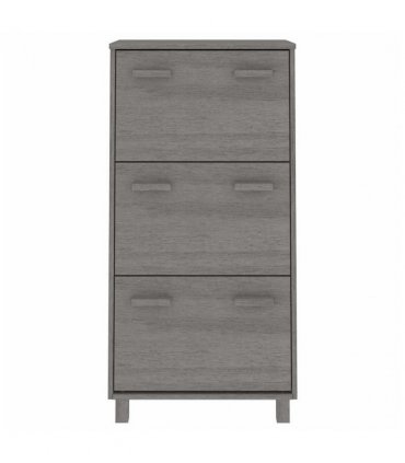 vidaXL Shoe Cabinet HAMAR Light Grey 59.5x35x117 cm Solid Wood Pine