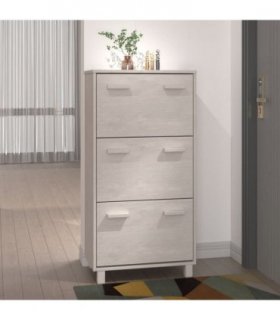 vidaXL Shoe Cabinet HAMAR White 59.5x35x117 cm Solid Wood Pine