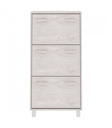 vidaXL Shoe Cabinet HAMAR White 59.5x35x117 cm Solid Wood Pine