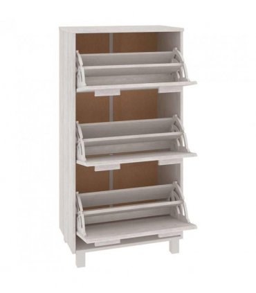 vidaXL Shoe Cabinet HAMAR White 59.5x35x117 cm Solid Wood Pine