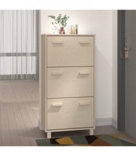vidaXL Shoe Cabinet HAMAR Honey Brown 59.5x35x117 cm Solid Wood Pine