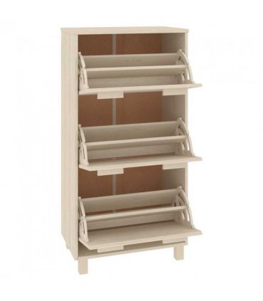 vidaXL Shoe Cabinet HAMAR Honey Brown 59.5x35x117 cm Solid Wood Pine