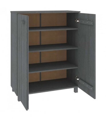 vidaXL Shoe Cabinet HAMAR Dark Grey 85x40x108 cm Solid Wood Pine