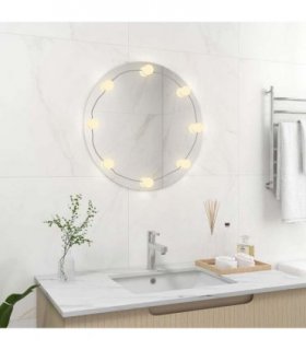 vidaXL Wall Mirror with LED Lights Round Glass — Size: Φ 60 cm