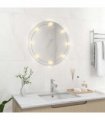vidaXL Wall Mirror with LED Lights Round Glass — Size: Φ 60 cm