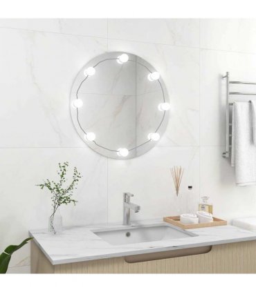 vidaXL Wall Mirror with LED Lights Round Glass — Size: Φ 60 cm