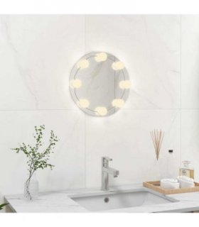 vidaXL Wall Frameless Mirror with LED Lights Round Glass — Size: Φ 30 cm