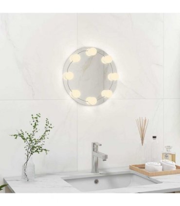 vidaXL Wall Frameless Mirror with LED Lights Round Glass — Size: Φ 30 cm