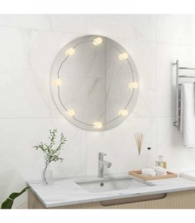 vidaXL Wall Mirror with LED Lights Round Glass — Size: Φ 70 cm