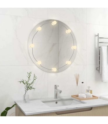 vidaXL Wall Mirror with LED Lights Round Glass — Size: Φ 70 cm
