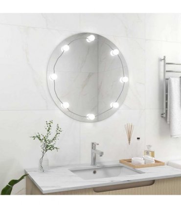 vidaXL Wall Mirror with LED Lights Round Glass — Size: Φ 70 cm