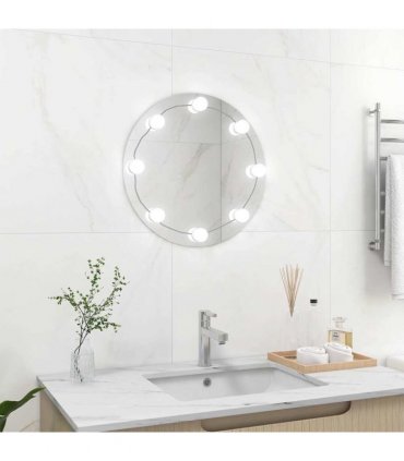 vidaXL Wall Mirror with LED Lights Round Glass — Size: Φ 40 cm