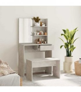 vidaXL Dressing Table Set Concrete Grey 74.5x40x141 cm