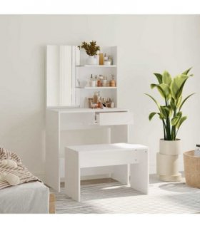 vidaXL Dressing Table Set | White | Engineered wood, Acrylic | Medium